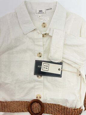 Have Women's Dress - White W/ Brown Woven Accent Belt NWT Sz M